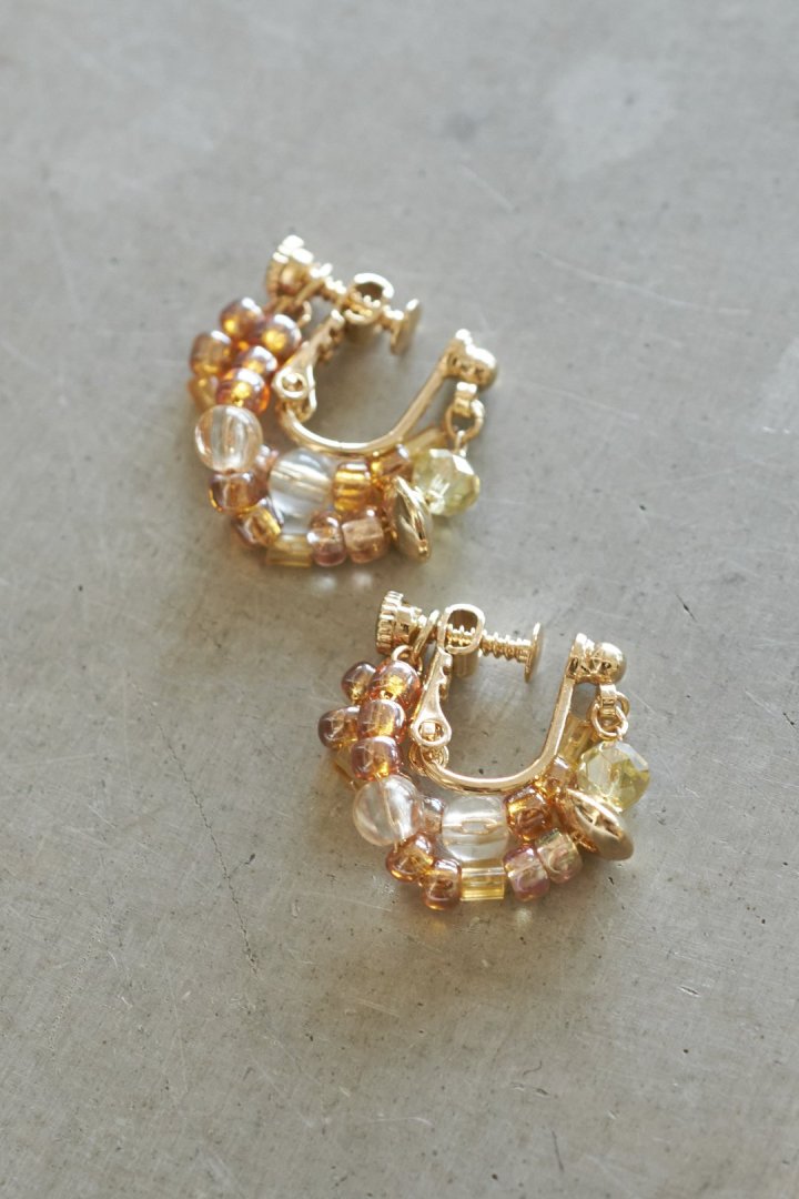 ボーダー ビーズ イヤリング