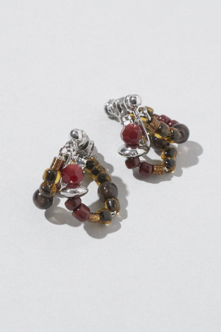 ボーダー ビーズ イヤリング