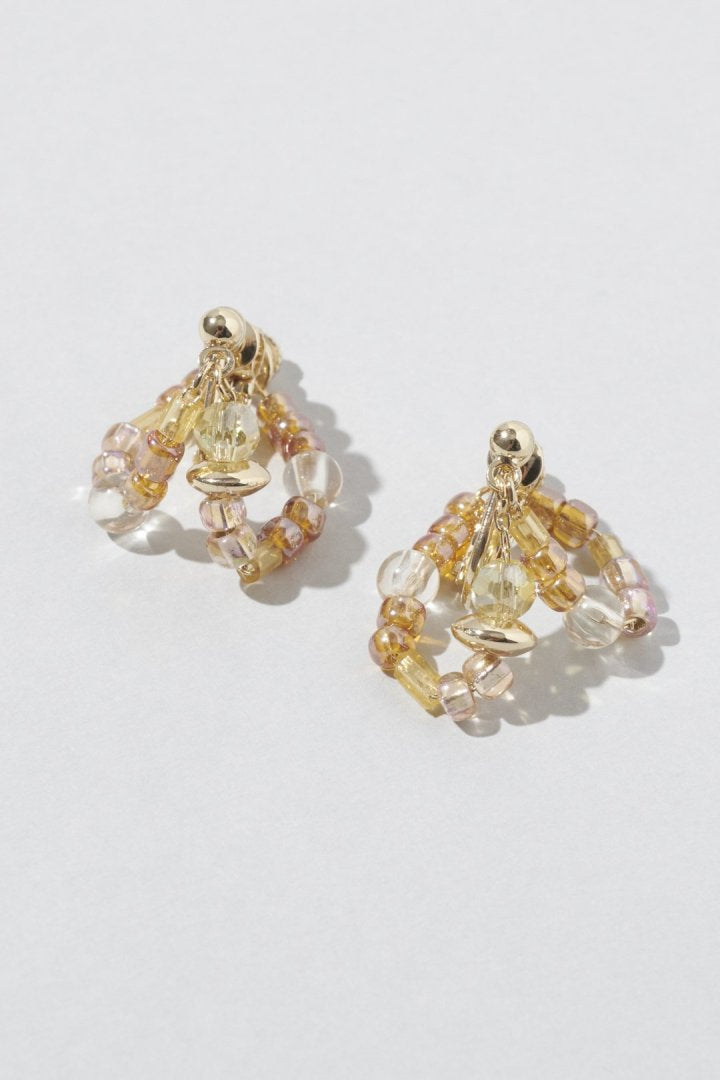 ボーダー ビーズ イヤリング