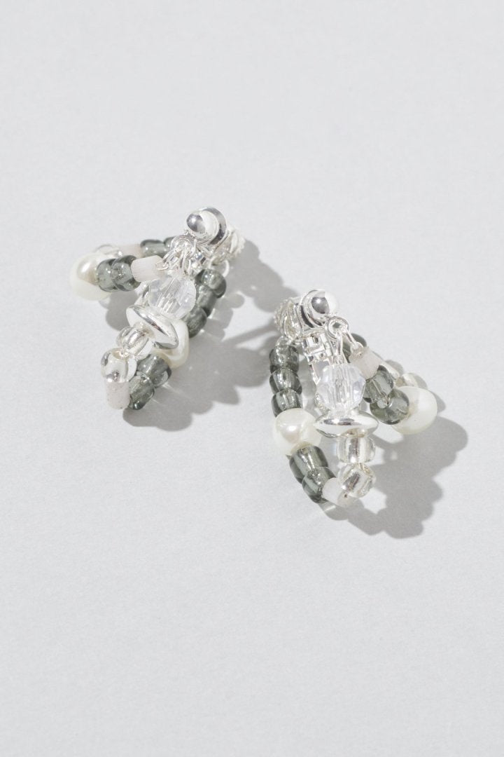 ボーダー ビーズ イヤリング