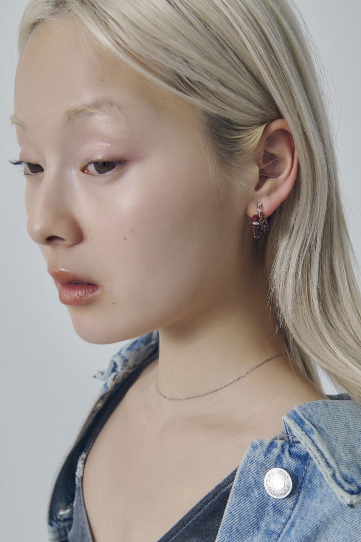 ボーダー ビーズ イヤリング