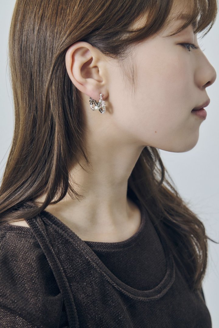 ボーダー ビーズ イヤリング