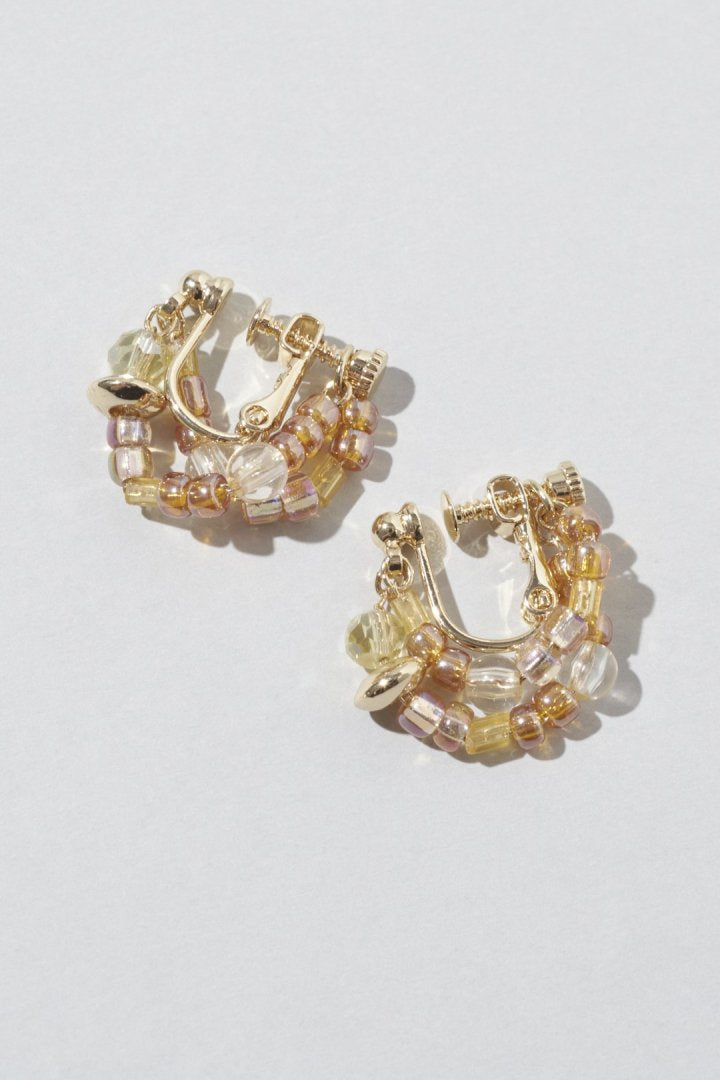 ボーダー ビーズ イヤリング