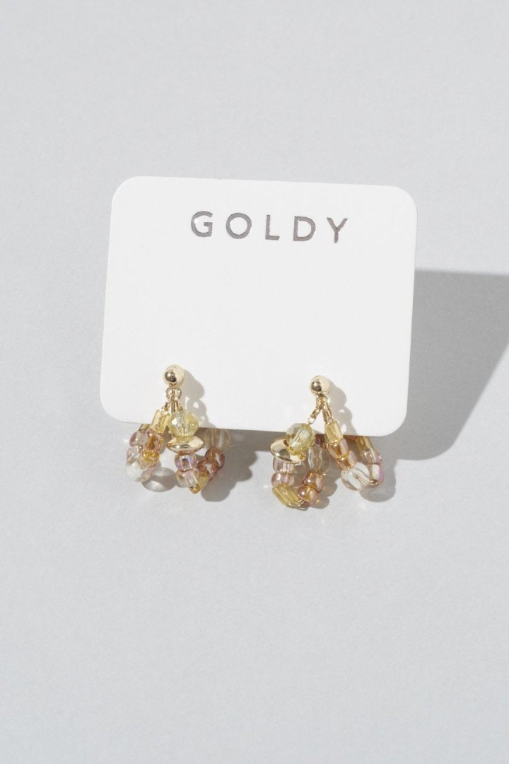 ボーダー ビーズ イヤリング