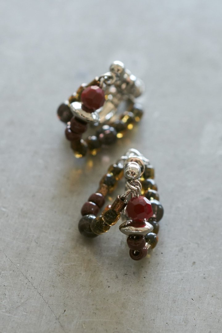 ボーダー ビーズ イヤリング