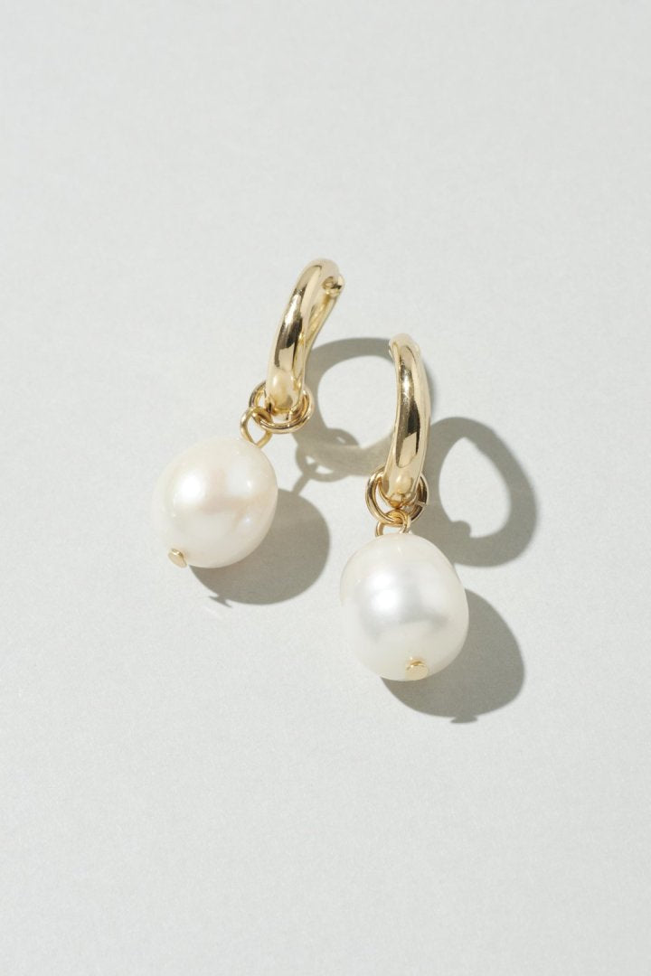フレッシュ ウォーター パール メタル イヤリング
