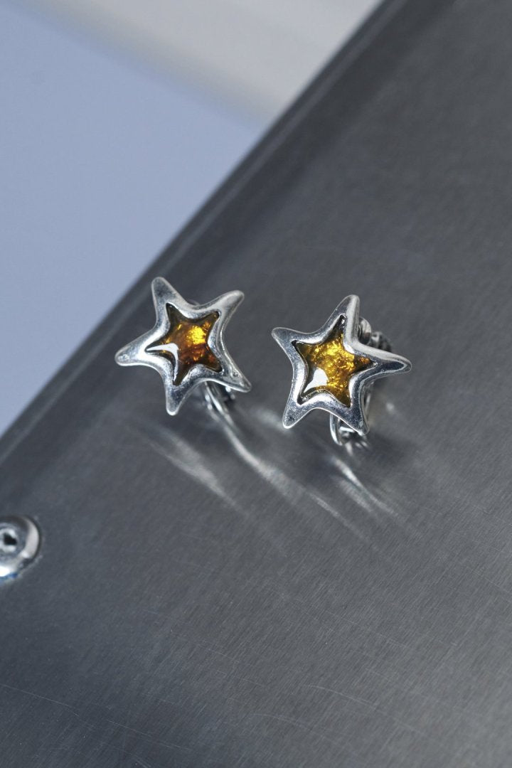 ヴィンテージ カラー スター イヤリング