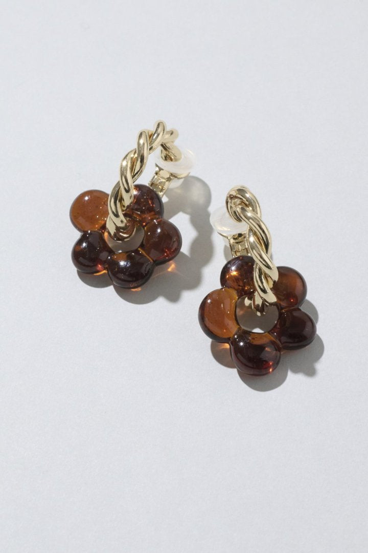 グラス フラワー イヤリング