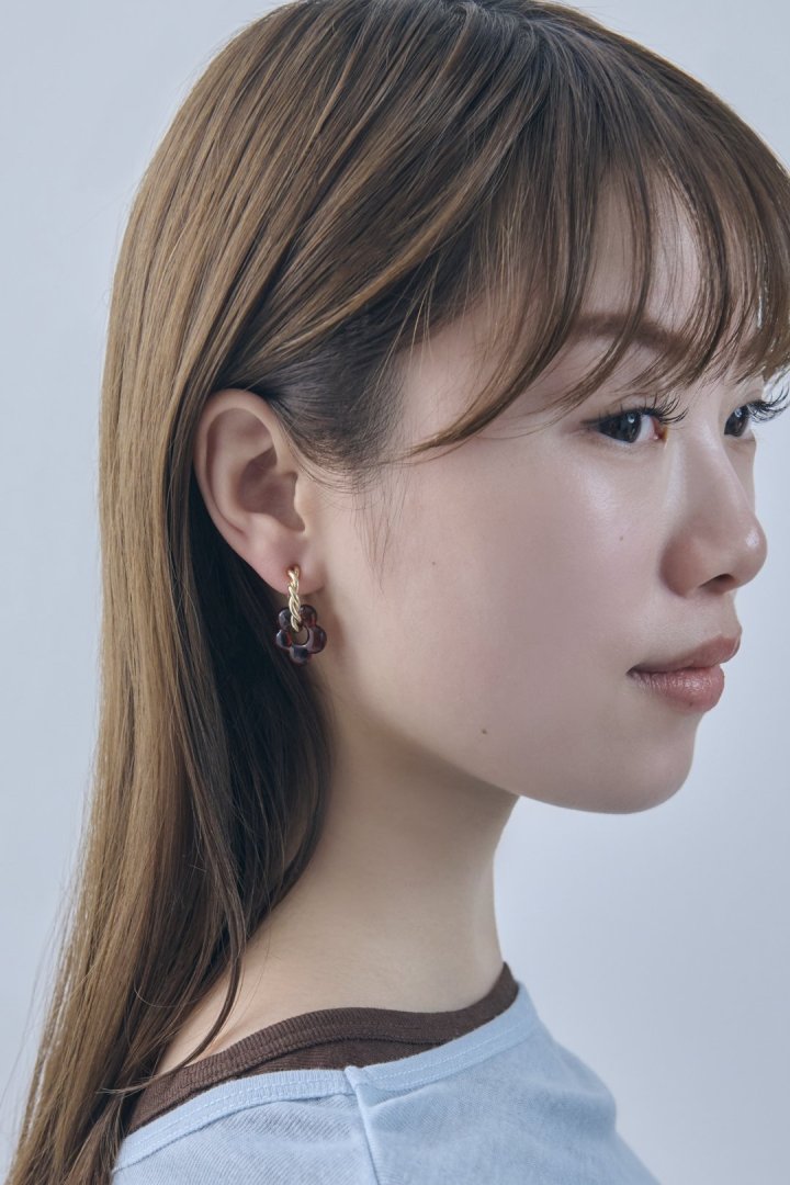 グラス フラワー イヤリング