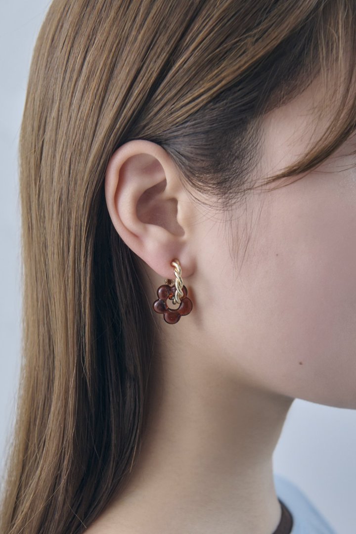 グラス フラワー イヤリング