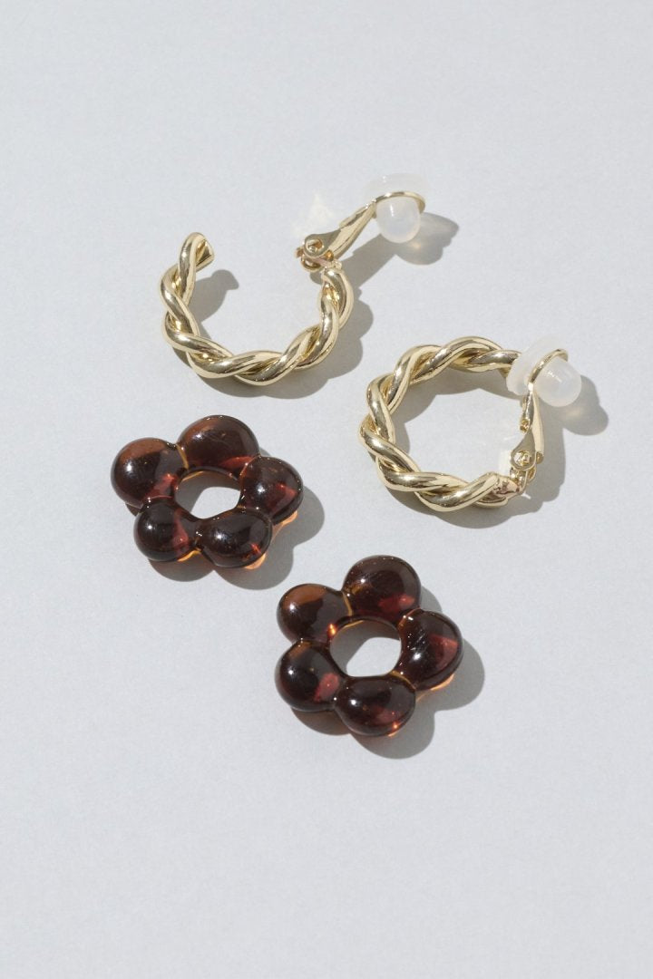 グラス フラワー イヤリング