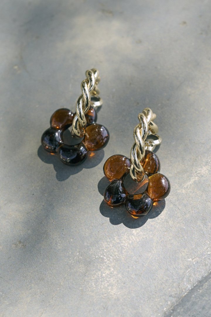 グラス フラワー イヤリング