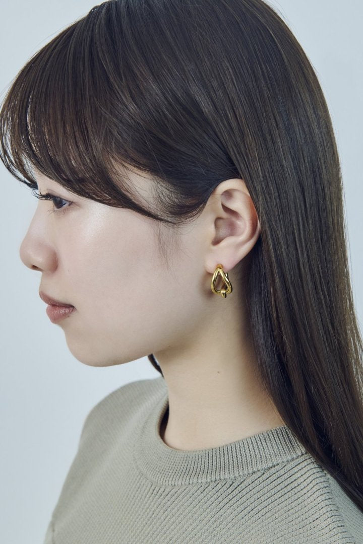 ノット ドロップ ワンタッチ ステンレス イヤリング