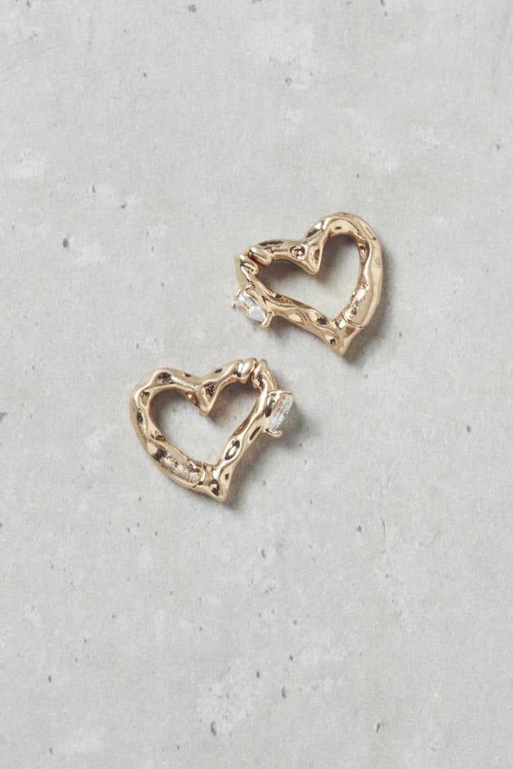 ハート × キュービック ワンタッチ イヤリング