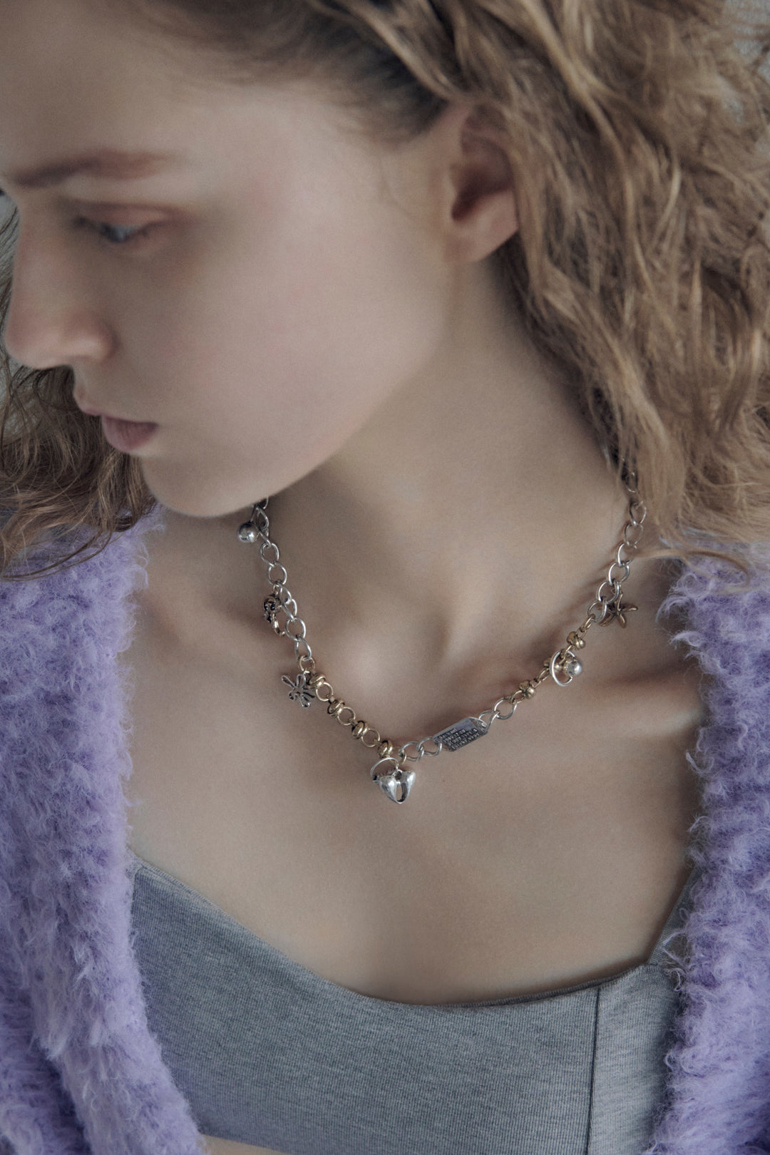 ミックス チャーム IDプレート ネックレス