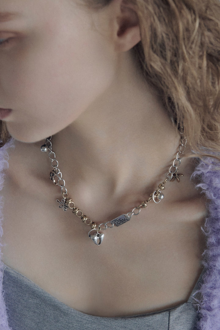 ミックス チャーム IDプレート ネックレス