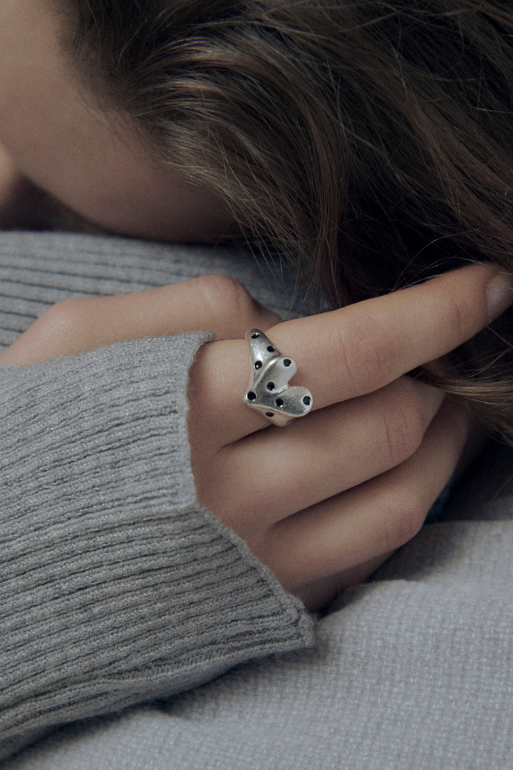 ドット ハート メタル リング
