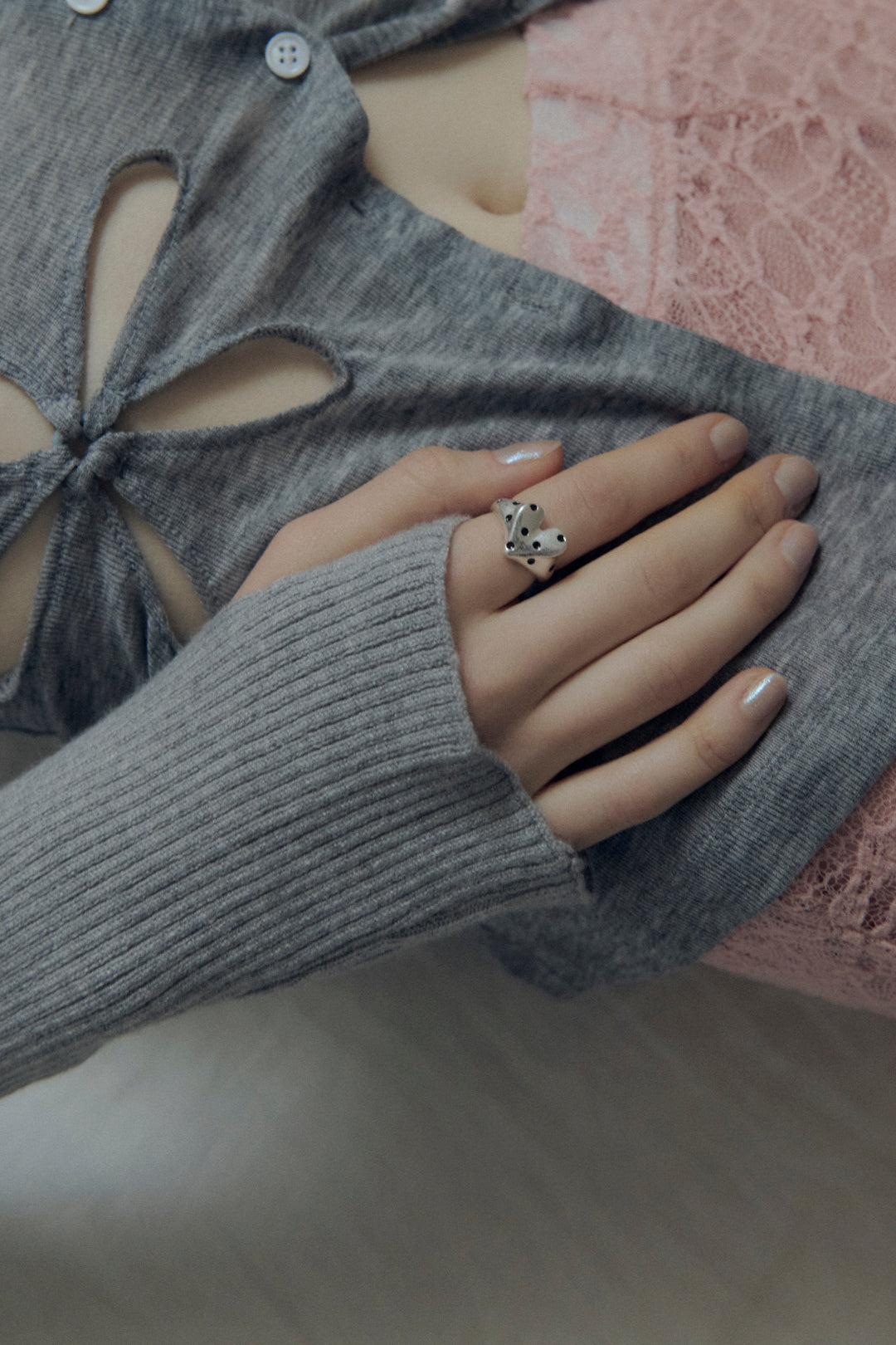 ドット ハート メタル リング