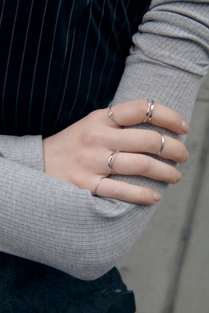 7PCS キュービックジルコニア ラインド リング