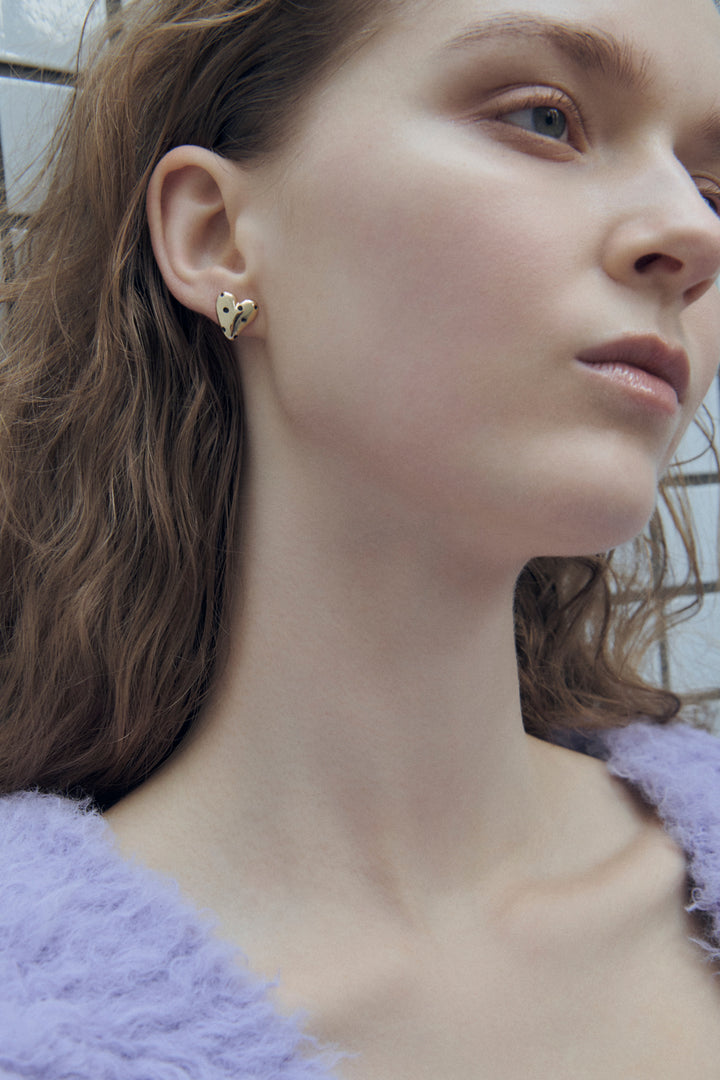 ドット ハート メタル イヤリング