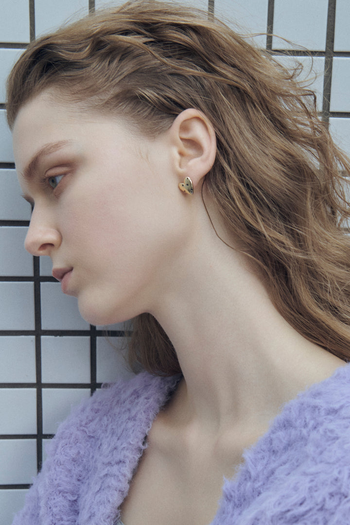 ドット ハート メタル イヤリング