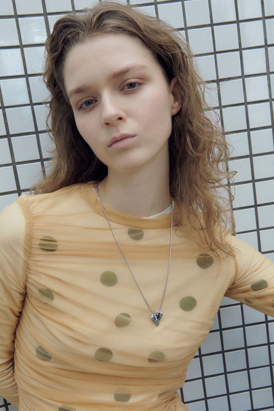 ドット ハート メタル ネックレス