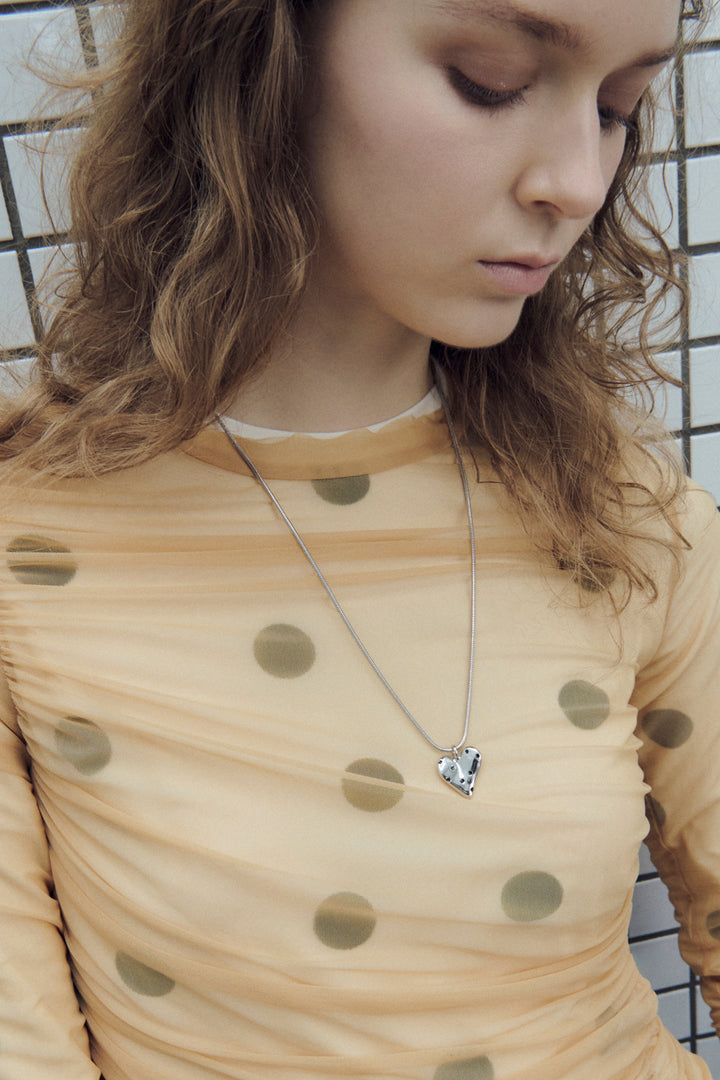 ドット ハート メタル ネックレス