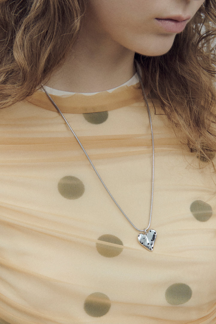 ドット ハート メタル ネックレス
