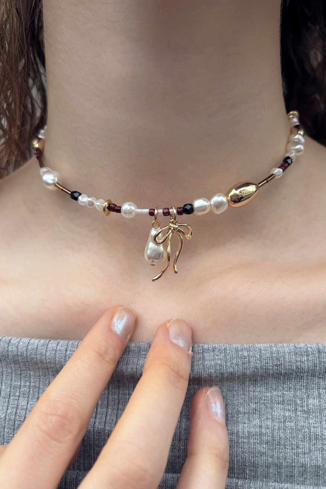 マルチ ビーズ ネックカフ