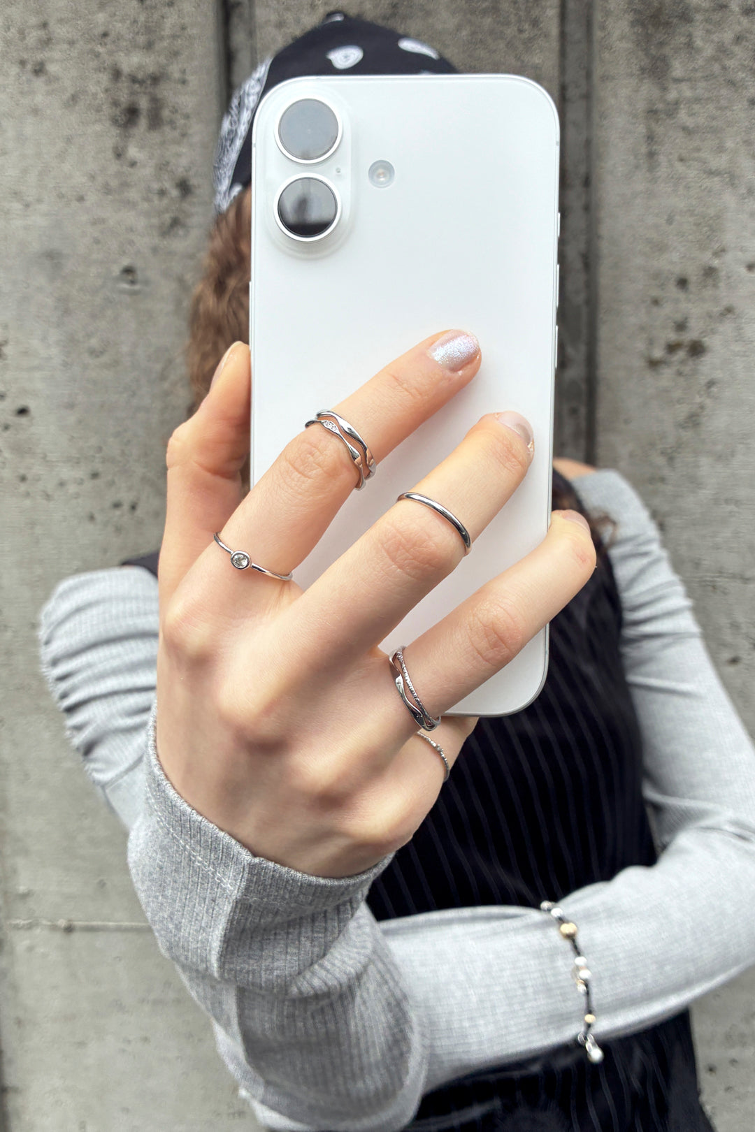 7PCS キュービックジルコニア ラインド リング