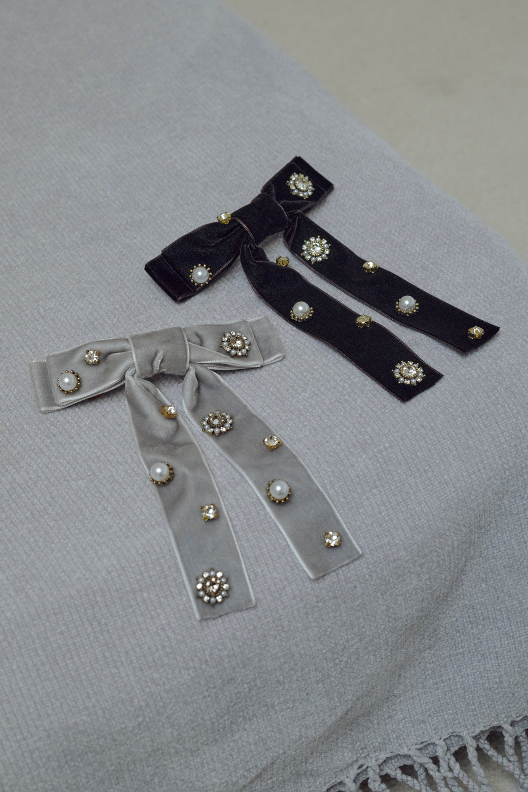 デコラティブ ベロア リボン バレッタ