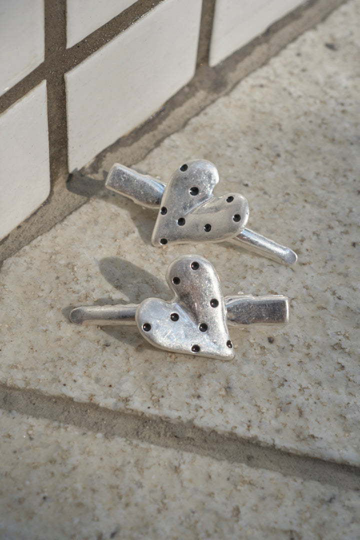 ドット ハート メタル セット ヘアー クリップ