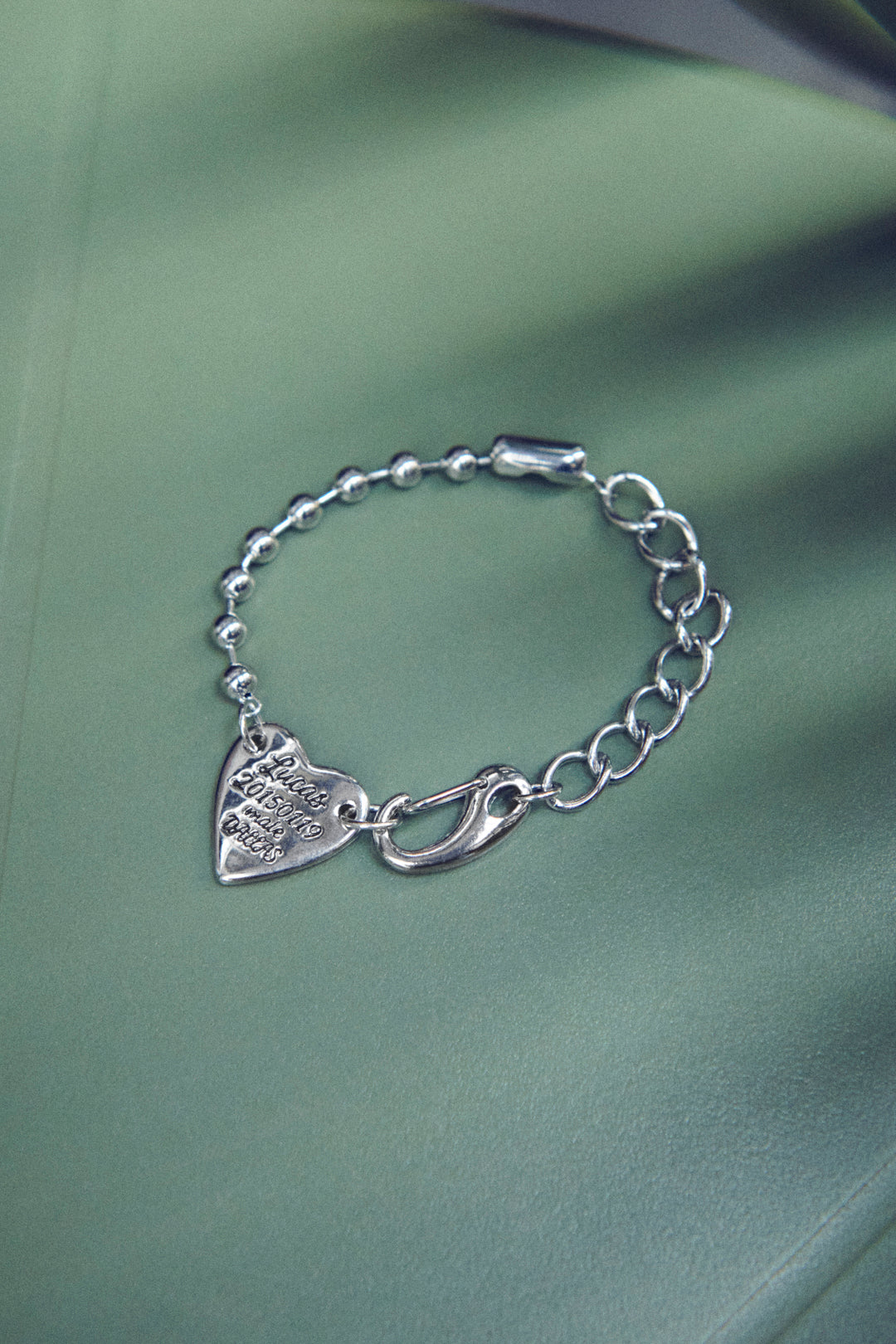 ルーカス ハート ID プレート ブレスレット【KOREA SNAP】