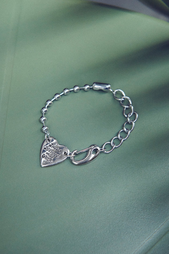 ルーカス ハート ID プレート ブレスレット【KOREA SNAP】