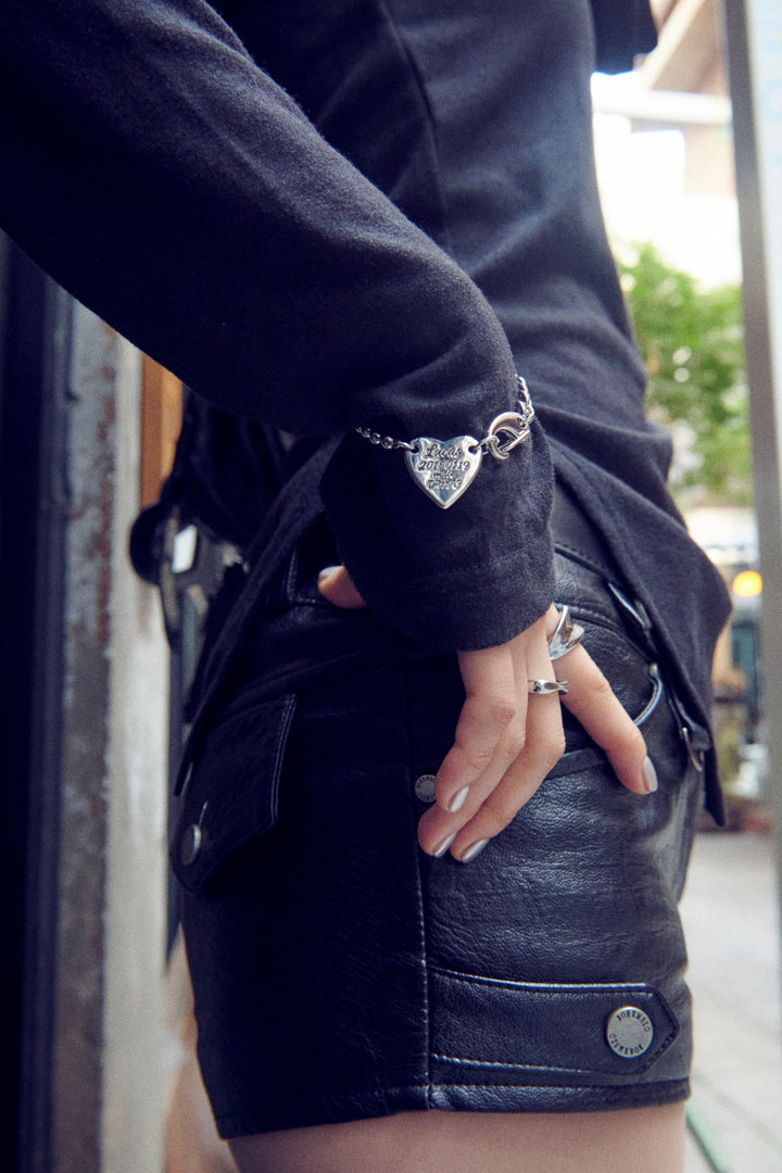 ルーカス ハート ID プレート ブレスレット【KOREA SNAP】