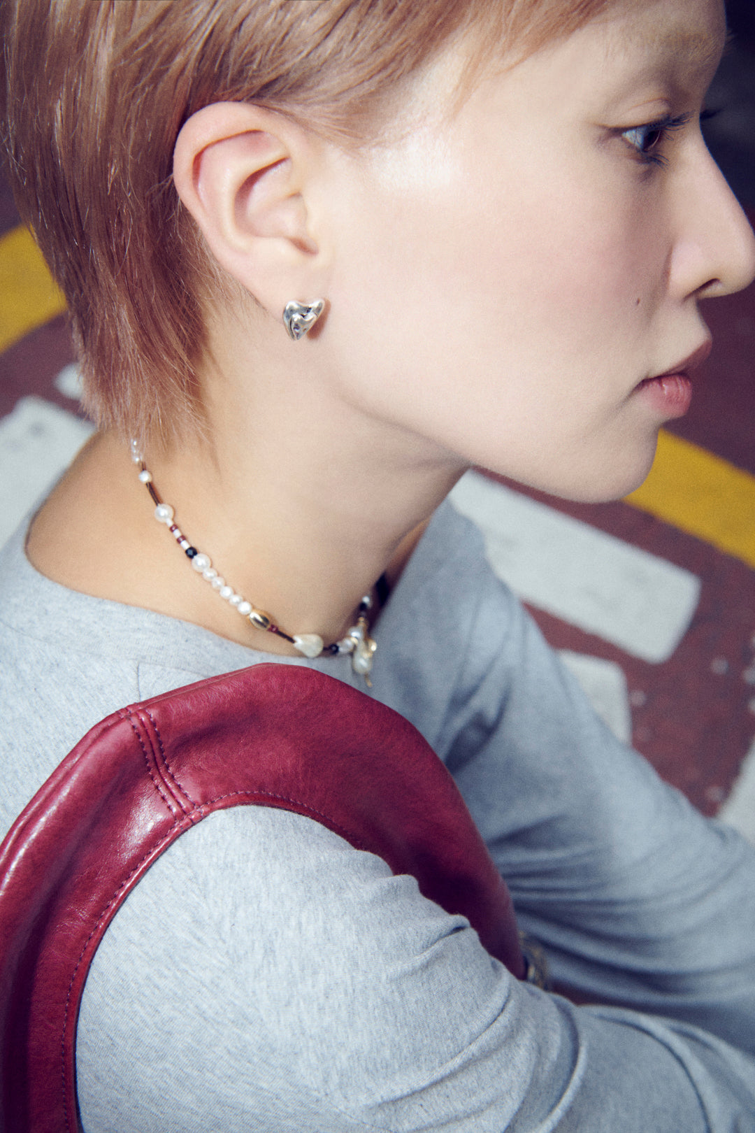 ヴィンテージ レイヤード ハート ピアス【KOREA SNAP】