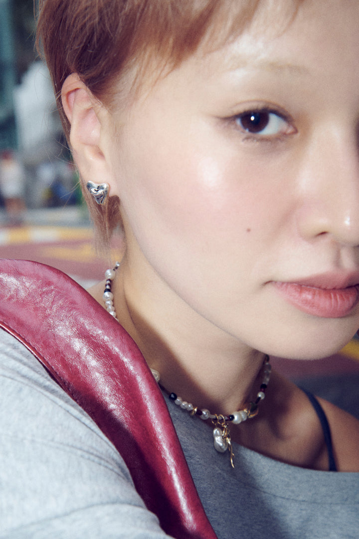 ヴィンテージ レイヤード ハート ピアス【KOREA SNAP】