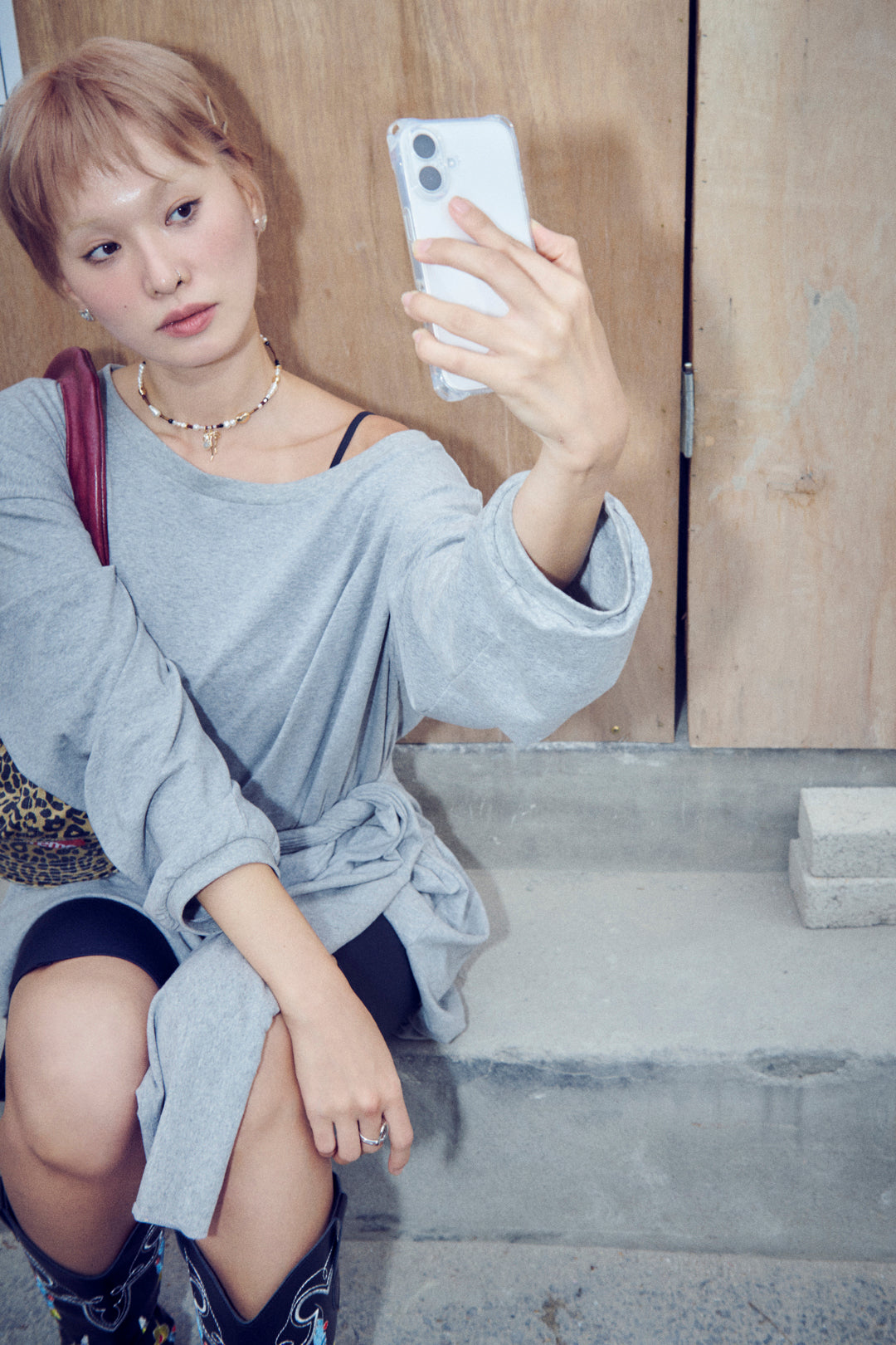 ヴィンテージ レイヤード ハート ピアス【KOREA SNAP】