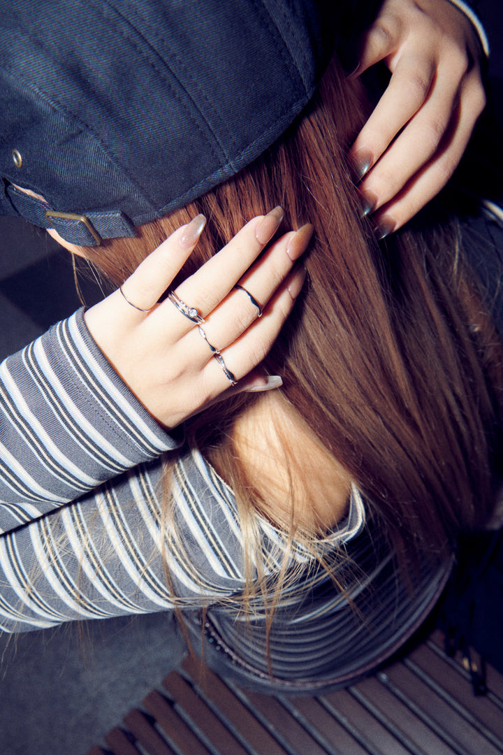 7PCS キュービックジルコニア ラインド リング【KOREA SNAP】