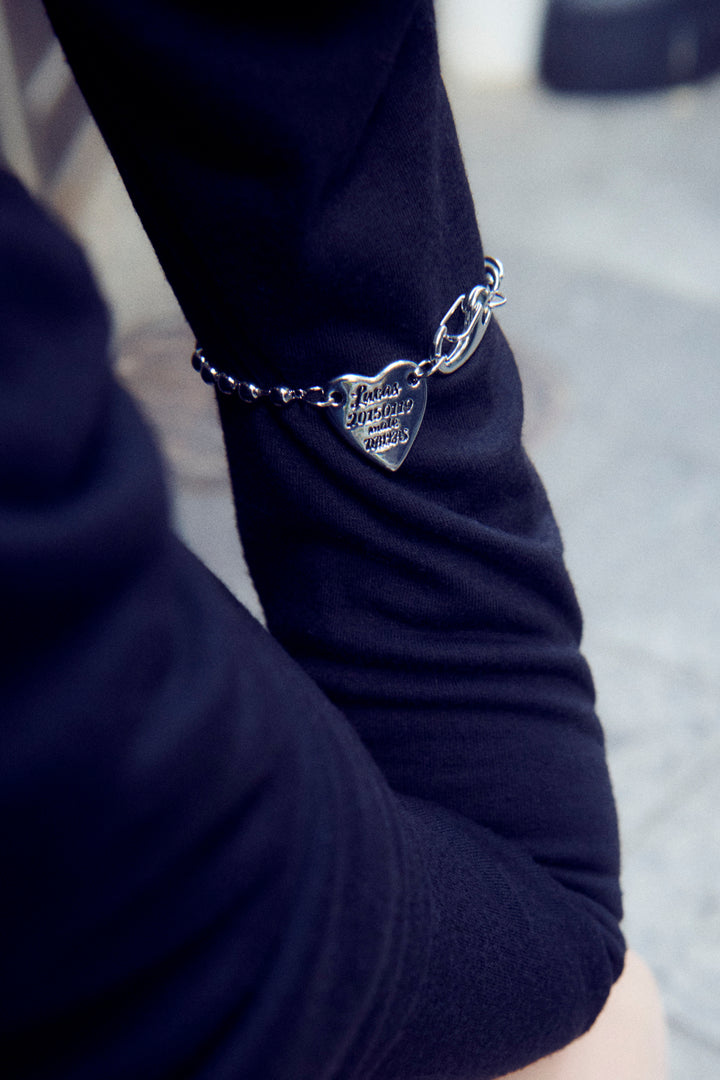 ルーカス ハート ID プレート ブレスレット【KOREA SNAP】