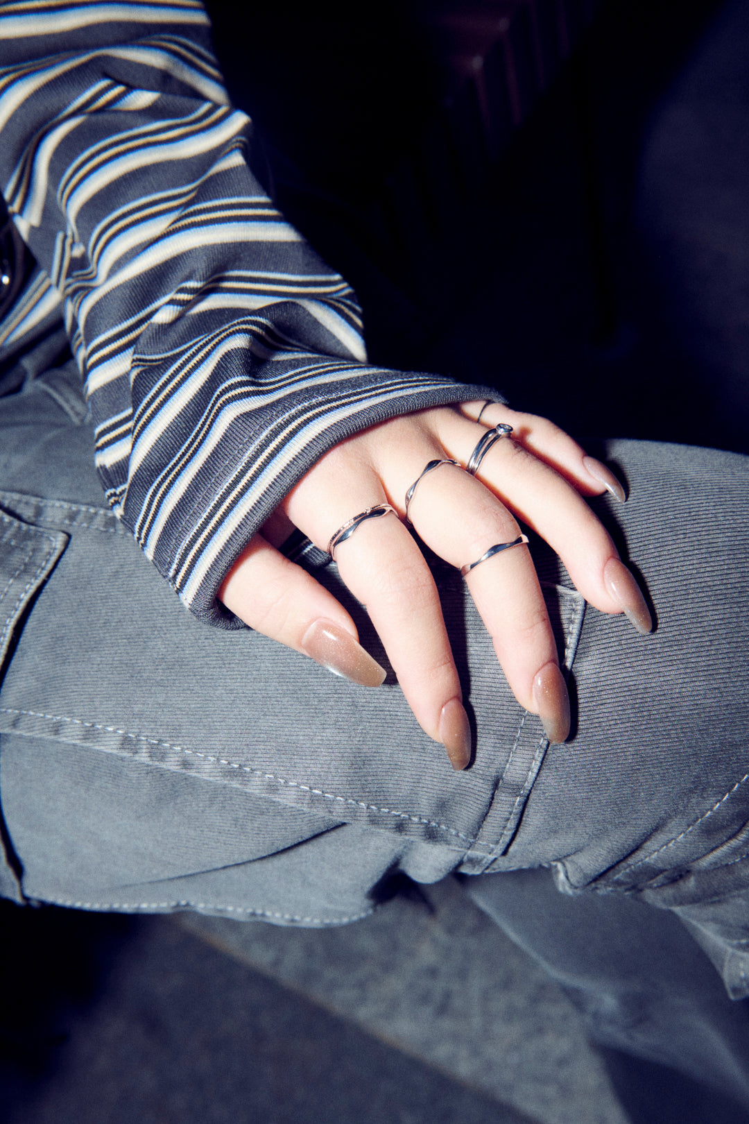 7PCS キュービックジルコニア ラインド リング【KOREA SNAP】