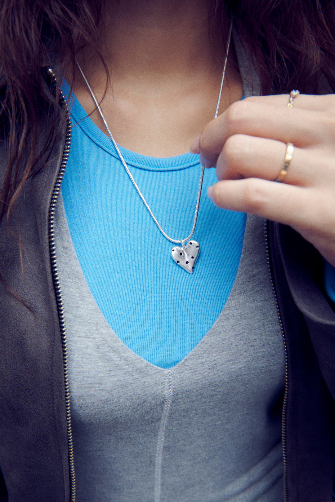 ドット ハート メタル ネックレス【KOREA SNAP】
