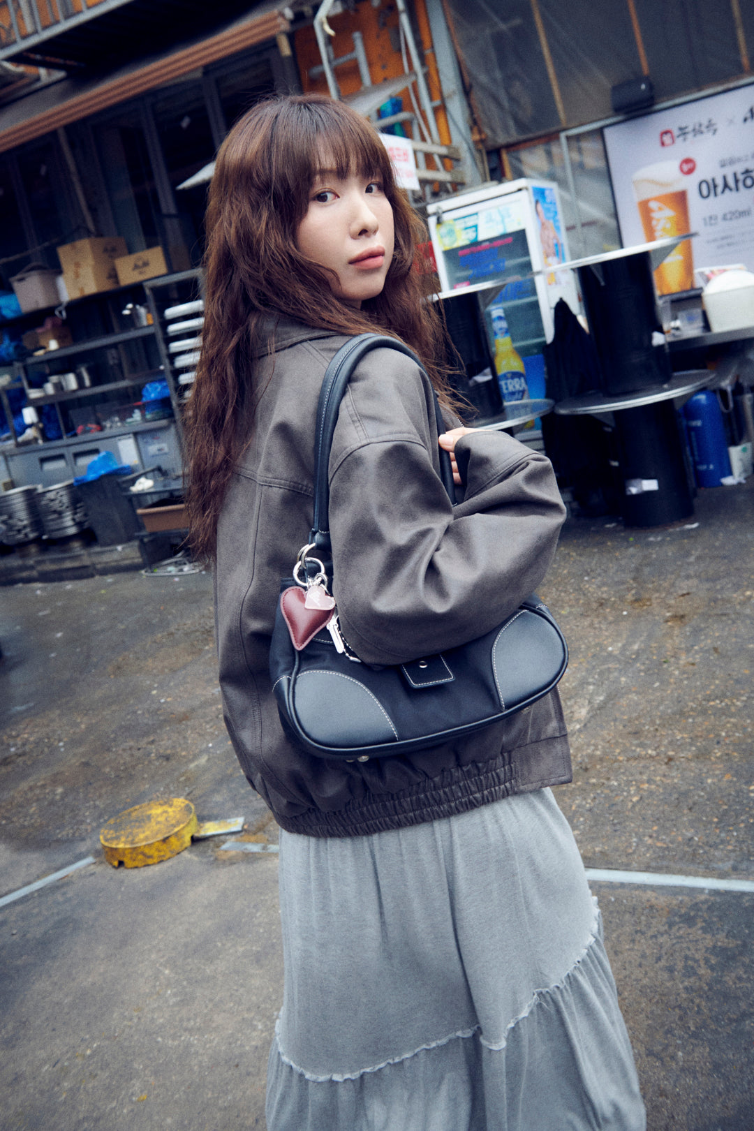 ニュアンス フープ ワンタッチ イヤリング【KOREA SNAP】