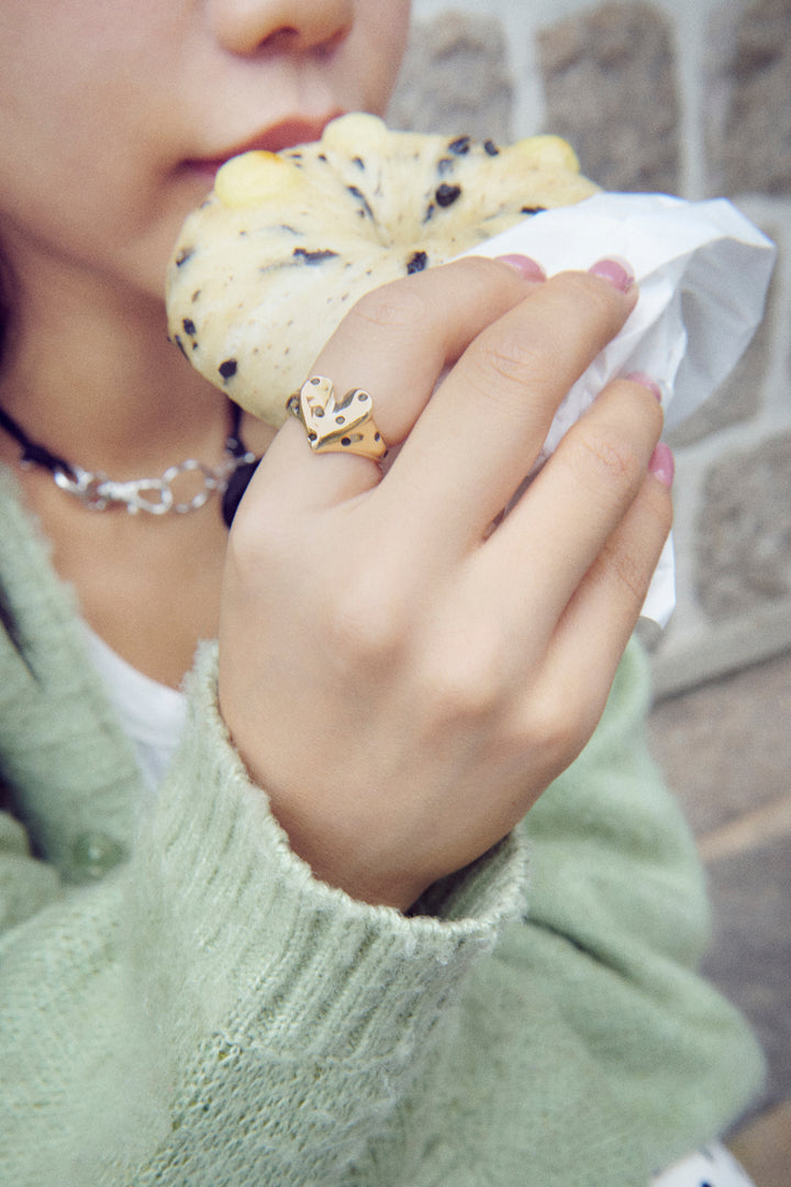 ドット ハート メタル リング【KOREA SNAP】