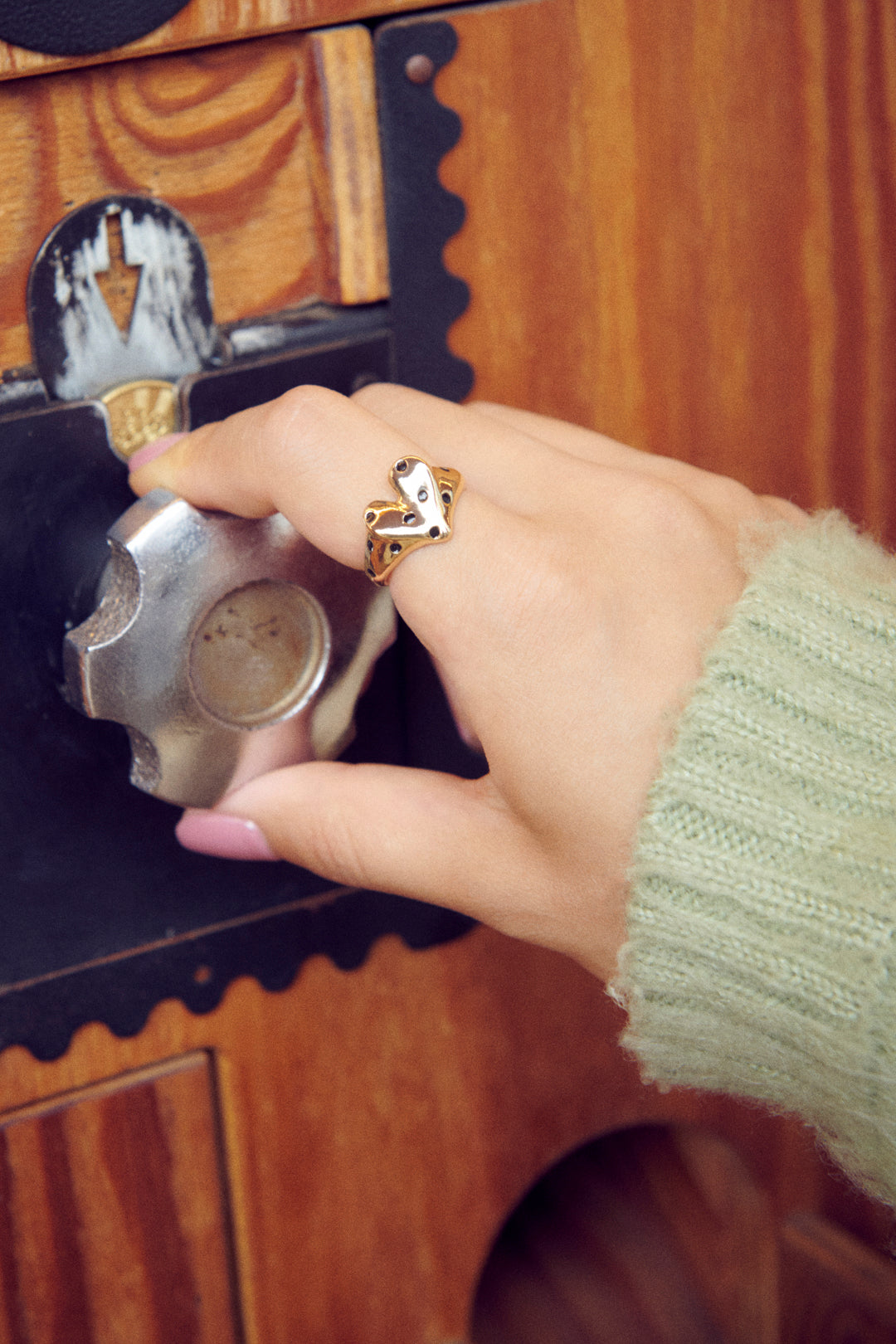 ドット ハート メタル リング【KOREA SNAP】