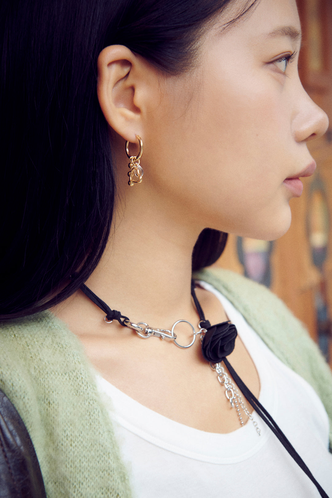 ルーカス ハート マルチ チャーム ピアス【KOREA SNAP】