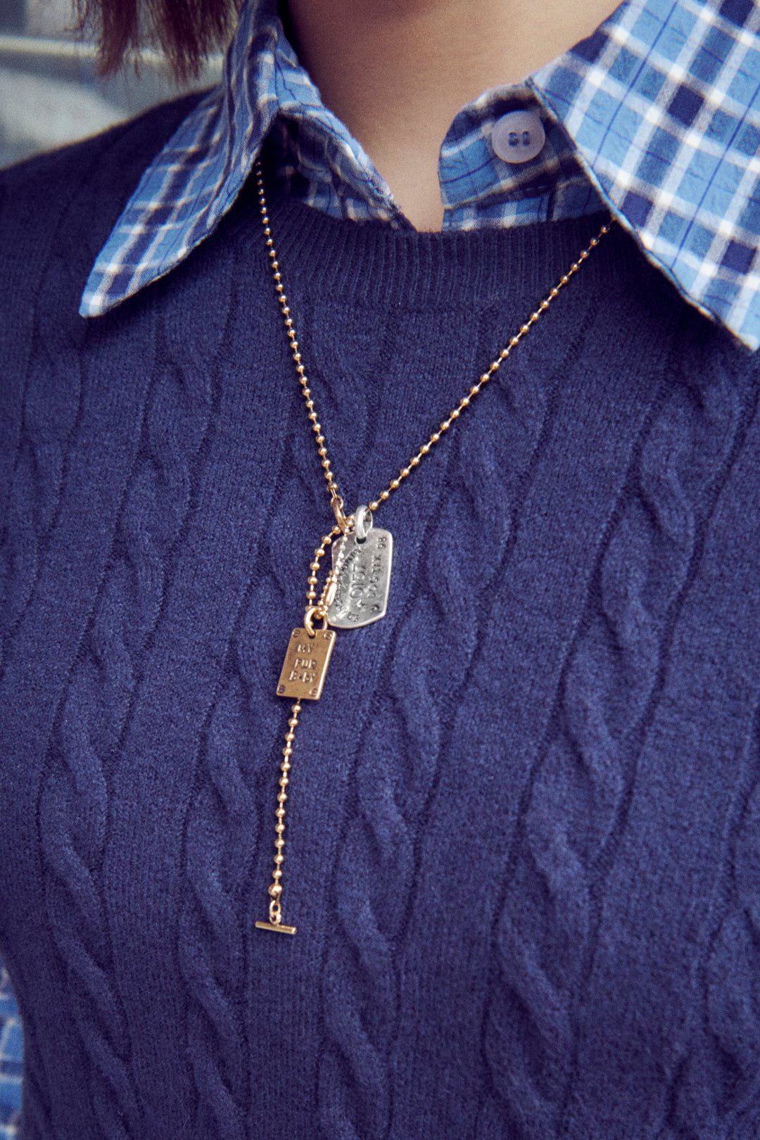 ヴィンテージ ドッグ タックス プレート ネックレス【KOREA SNAP】