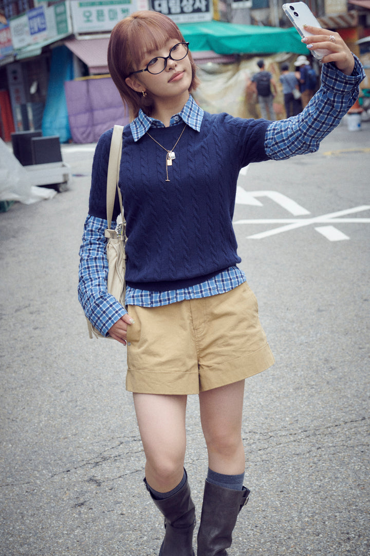 ミンク ファー ×メタル ハート イヤリング【KOREA SNAP】