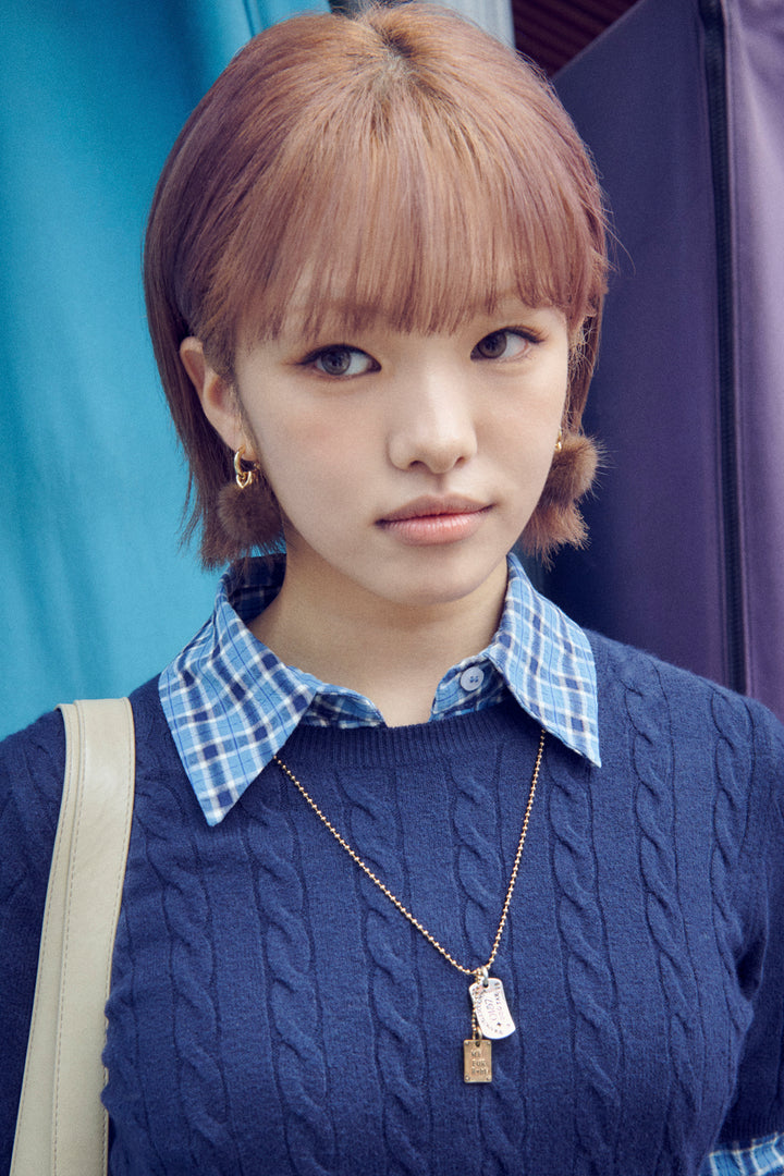 ミンク ファー ×メタル ハート イヤリング【KOREA SNAP】