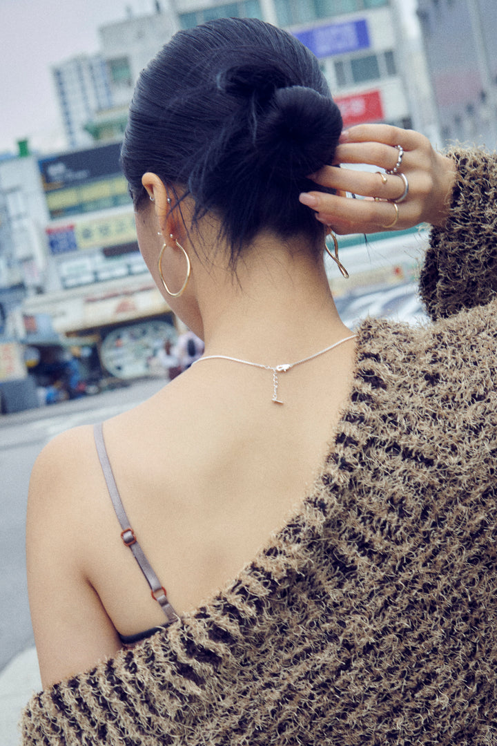 カーヴィー ライン ワイド フープ ピアス【KOREA SNAP】